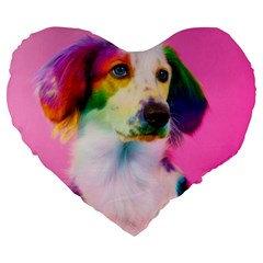 Rainbowdog Large 19  Premium Flano Heart Shape Cushions by Sparkle