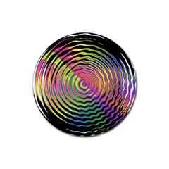 Rainbowwaves Rubber Coaster (round)  by Sparkle