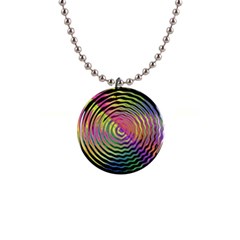 Rainbowwaves 1  Button Necklace by Sparkle