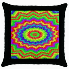 Masaic Colorflower Throw Pillow Case (black) by Sparkle