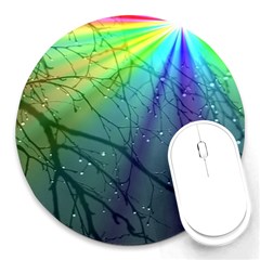 Rainbow Rain Round Mousepads by Sparkle