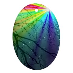 Rainbow Rain Ornament (oval) by Sparkle