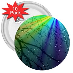 Rainbow Rain 3  Buttons (10 Pack)  by Sparkle