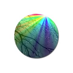 Rainbow Rain Magnet 3  (round) by Sparkle