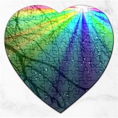 Rainbow Rain Jigsaw Puzzle (heart) by Sparkle