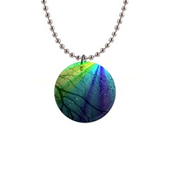 Rainbow Rain 1  Button Necklace by Sparkle