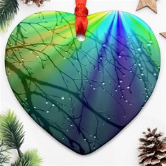 Rainbow Rain Heart Ornament (two Sides) by Sparkle