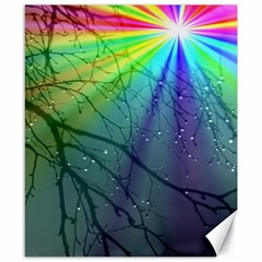 Rainbow Rain Canvas 8  X 10  by Sparkle