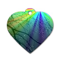 Rainbow Rain Dog Tag Heart (two Sides) by Sparkle