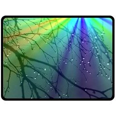 Rainbow Rain Fleece Blanket (large)  by Sparkle