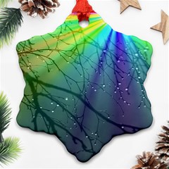 Rainbow Rain Snowflake Ornament (two Sides) by Sparkle