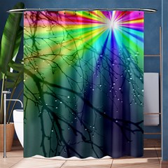 Rainbow Rain Shower Curtain 60  X 72  (medium)  by Sparkle