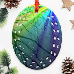 Rainbow Rain Oval Filigree Ornament (two Sides)