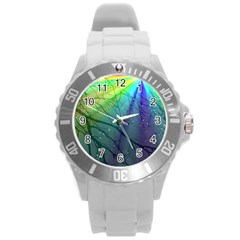 Rainbow Rain Round Plastic Sport Watch (l) by Sparkle