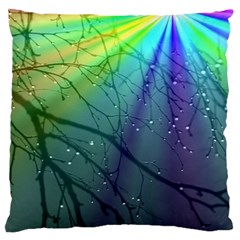 Rainbow Rain Large Cushion Case (one Side) by Sparkle