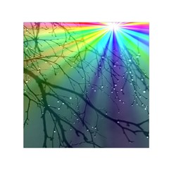 Rainbow Rain Small Satin Scarf (square) by Sparkle