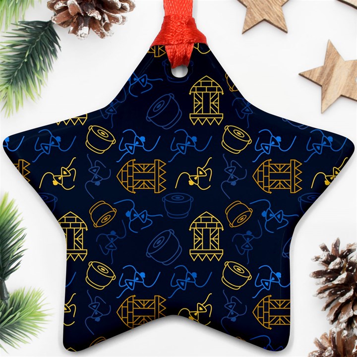 Tribal Festive Folk Pattern Star Ornament (Two Sides)