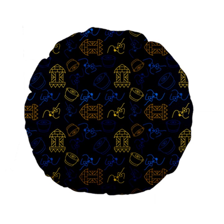 Tribal Festive Folk Pattern Standard 15  Premium Flano Round Cushions