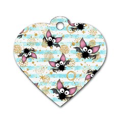 Halloween Bats Dog Tag Heart (two Sides) by Angelandspot