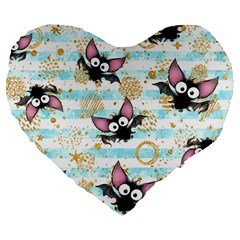 Halloween Bats Large 19  Premium Heart Shape Cushions by Angelandspot