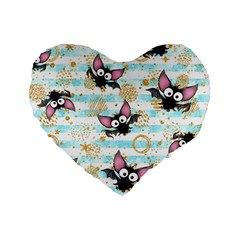 Halloween Bats Standard 16  Premium Flano Heart Shape Cushions by Angelandspot