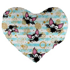 Halloween Bats Large 19  Premium Flano Heart Shape Cushions by Angelandspot