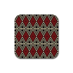 Motif Boho Style Geometric Rubber Square Coaster (4 Pack)  by tmsartbazaar