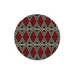 Motif Boho Style Geometric Rubber Coaster (round)  by tmsartbazaar