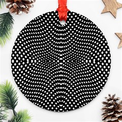 Black And White Geometric Kinetic Pattern Ornament (round) by dflcprintsclothing