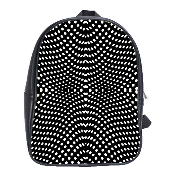 Black And White Geometric Kinetic Pattern School Bag (XL)