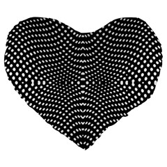 Black And White Geometric Kinetic Pattern Large 19  Premium Heart Shape Cushions by dflcprintsclothing