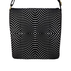 Black And White Geometric Kinetic Pattern Flap Closure Messenger Bag (l) by dflcprintsclothing