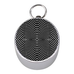 Black And White Geometric Kinetic Pattern Mini Silver Compasses