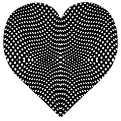 Black And White Geometric Kinetic Pattern Wooden Puzzle Heart by dflcprintsclothing