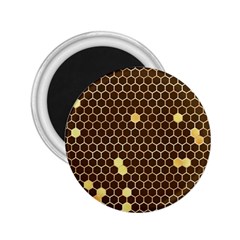 Gold Honeycomb On Brown 2 25  Magnets by Angelandspot