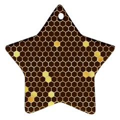 Gold Honeycomb On Brown Ornament (star) by Angelandspot