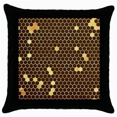 Gold Honeycomb On Brown Throw Pillow Case (black) by Angelandspot