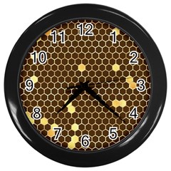 Gold Honeycomb On Brown Wall Clock (black) by Angelandspot