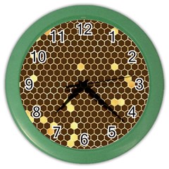 Gold Honeycomb On Brown Color Wall Clock by Angelandspot