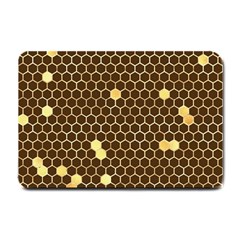 Gold Honeycomb On Brown Small Doormat  by Angelandspot