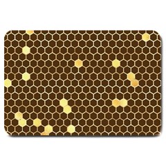 Gold Honeycomb On Brown Large Doormat  by Angelandspot