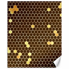 Gold Honeycomb On Brown Canvas 11  X 14  by Angelandspot