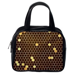 Gold Honeycomb On Brown Classic Handbag (one Side) by Angelandspot