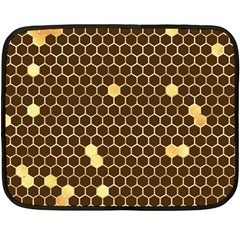 Gold Honeycomb On Brown Fleece Blanket (mini) by Angelandspot