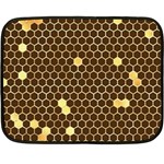 Gold Honeycomb on Brown Double Sided Fleece Blanket (Mini)  35 x27  Blanket Front