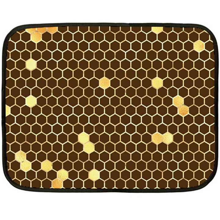 Gold Honeycomb on Brown Double Sided Fleece Blanket (Mini) 