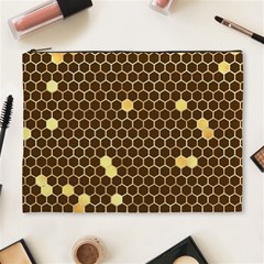 Gold Honeycomb On Brown Cosmetic Bag (xl) by Angelandspot