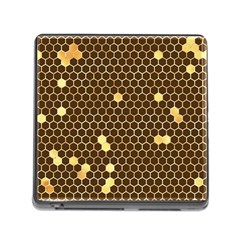 Gold Honeycomb On Brown Memory Card Reader (square 5 Slot) by Angelandspot