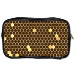 Gold Honeycomb on Brown Toiletries Bag (Two Sides) Front