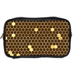 Gold Honeycomb on Brown Toiletries Bag (Two Sides) Back